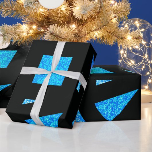 Blue Mandala Sparkles Geschenkpapier (Feiertage)