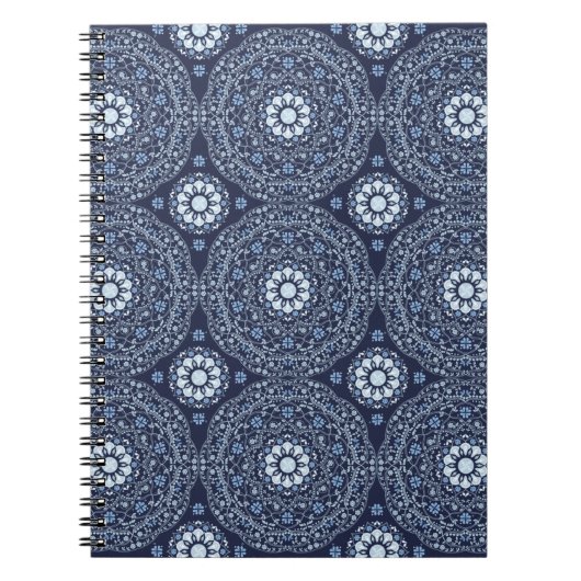 Blue Mandala Spiral Foto Notebook Notizblock (Vorderseite)