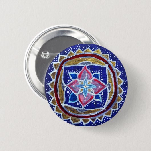 Blue Mandala Standard, 5,7 cm (2,25") Abzeichen Button (Vorne & Hinten)