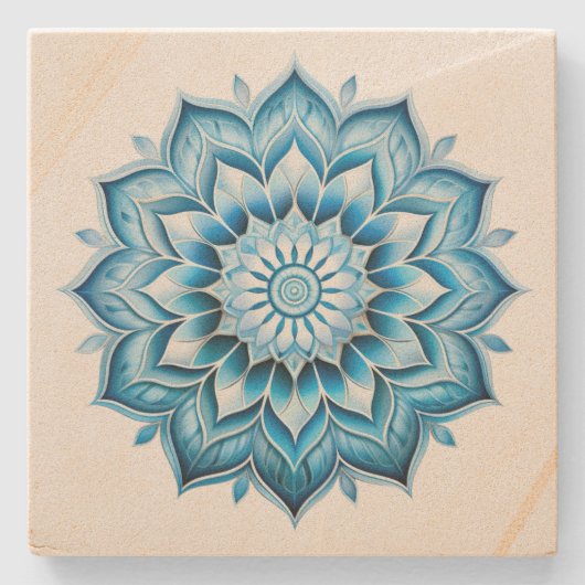 Blue Mandala Steinuntersetzer (Vorderseite)