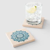 Blue Mandala Steinuntersetzer (Seitenansicht)