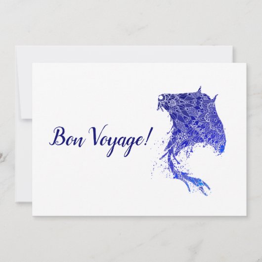 Blue Mandala Stingray Bon Voyage Card Dankeskarte (Vorderseite)
