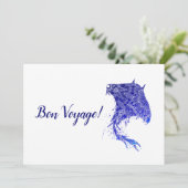 Blue Mandala Stingray Bon Voyage Card Dankeskarte (Stehend Vorderseite)