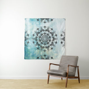 Blue Mandala Wall Art Wandteppich