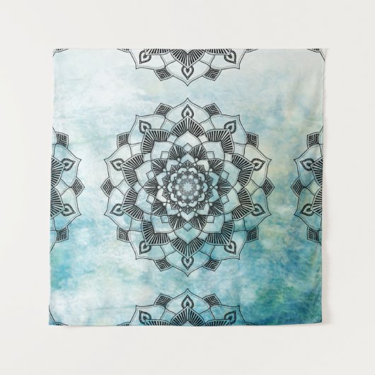 Blue Mandala Wall Art Wandteppich (Vorderseite)