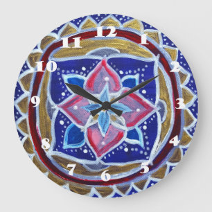 Blue Mandala Wall Clock Große Wanduhr