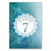 Blue Mandala Wedding Tischnummer Card (Vorderseite)