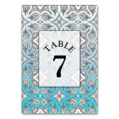 Blue Mandala Wedding Tischnummer Card (Vorderseite)