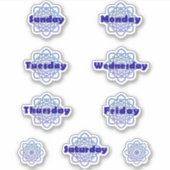 Blue Mandalases Days of the Week Planner Bold Schr Aufkleber (Vorderseite)