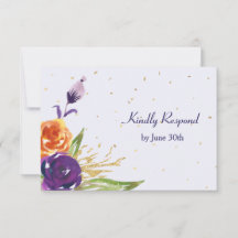 Blue Mandarine Floral Wedding RSVP