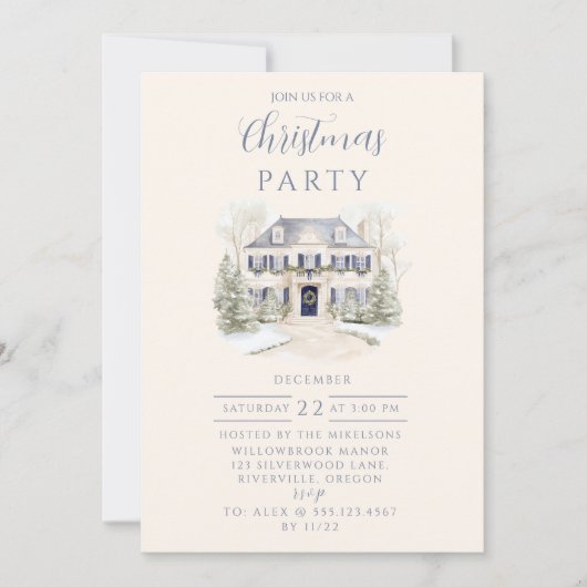 Blue Manor Christmas Einladung (Vorderseite)
