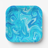 Blue Marbelized Paint Art Modern Hanukkah Fun Pappteller (Vorderseite)