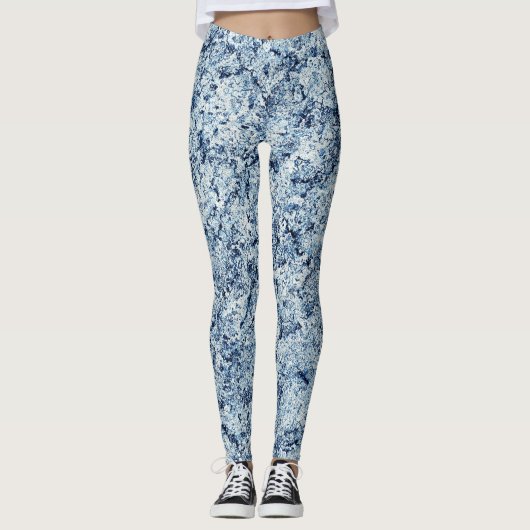 Blue Marble Abstract Leggings (Vorderseite)