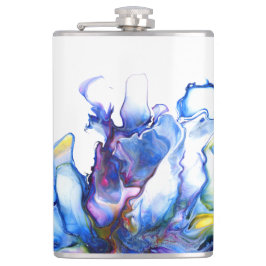 Blue Marble Agate Fluid Art Flachmann