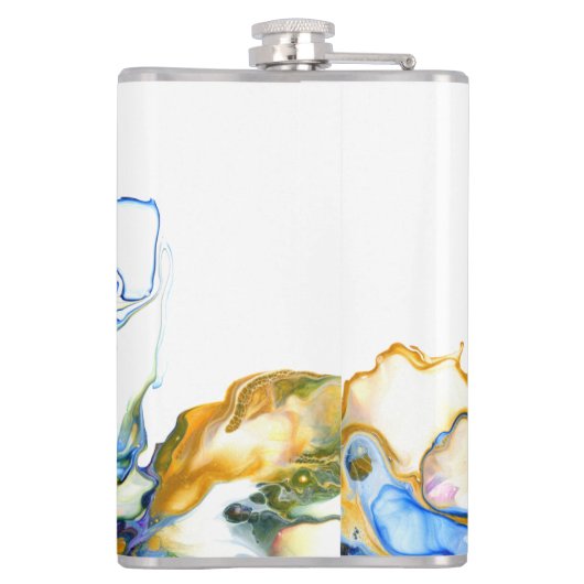 Blue Marble Agate Fluid Art Flachmann (Rückseite)