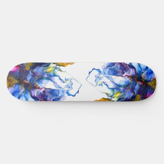 Blue Marble Agate Fluid Art Skateboard (Horizontal)