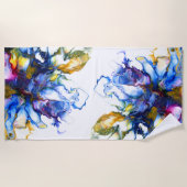 Blue Marble Agate Fluid Art Strandtuch (Vorderseite)