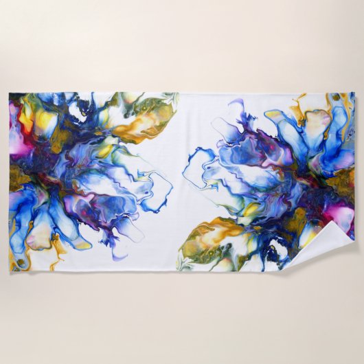 Blue Marble Agate Fluid Art Strandtuch (Vorderseite)