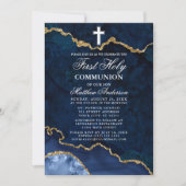 Blue Marble Agate Geode Foto Erste Heilige Kommune Einladung (Vorderseite)