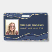 Blue Marble Agate Geode Gold Business Foto ID Ausweis (Vorderseite)