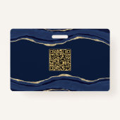 Blue Marble Agate Geode QR Code Foto ID Name Ausweis (Rückseite)