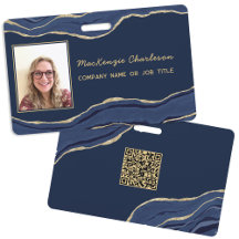 Blue Marble Agate Geode QR Code Foto ID Name