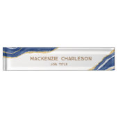 Blue Marble Agate Gold Glitzer Beruflich Namensplakette (Vorderseite)