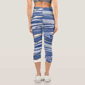 Blue Marble Agate Gold Glitzer Capri Leggings (Rückseite)