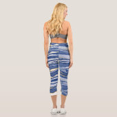 Blue Marble Agate Gold Glitzer Capri Leggings (Rückseite)