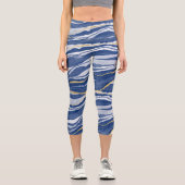 Blue Marble Agate Gold Glitzer Capri Leggings (Vorderseite)