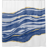 Blue Marble Agate Gold Glitzer Duschvorhang (Vorderseite)