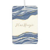 Blue Marble Agate Gold Glitzer Personalisiert Autolufterfrischer (Vorderseite)