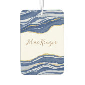 Blue Marble Agate Gold Glitzer Personalisiert Autolufterfrischer (Rückseite)