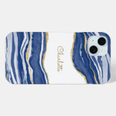 Blue Marble Agate Gold Glitzer Personalisiert Case-Mate iPhone Hülle (Rückseite (Horizontal))