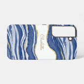Blue Marble Agate Gold Glitzer Personalisiert Samsung Galaxy Hülle (Rückseite (Horizontal))