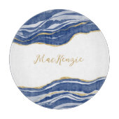Blue Marble Agate Gold Glitzer Personalisiert Schneidebrett (Vorderseite)