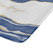 Blue Marble Agate Gold Glitzer Personalisiert Schneidebrett (Ecke)
