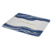 Blue Marble Agate Gold Glitzer Personalisiert Schneidebrett (Ecke)
