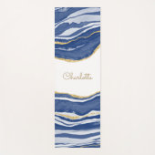 Blue Marble Agate Gold Glitzer Personalisiert Yogamatte (Vorderseite)