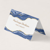 Blue Marble Agate Gold Glitzer QR-Code Visitenkarten (Vorderseite)