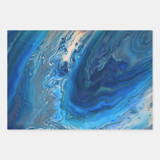 Blue Marble Agate Texture Fluid Art Geschenkpapier Set (Vorderseite)