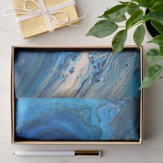 Blue Marble Agate Texture Fluid Art Seidenpapier (Geschenk)