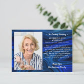 Blue Marble Beileid Love Memory Foto Beerdigung Dankeskarte (Stehend Vorderseite)