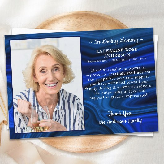 Blue Marble Beileid Love Memory Foto Beerdigung Dankeskarte