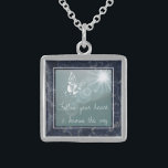 Blue Marble Butterfly Folge deinem Herzen Sterling Silberkette<br><div class="desc">Inspirierend Zitat auf einer traumhaften Halskette mit dunkelblauem Marmorhintergrund.</div>