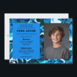 Blue Marble Custom FOTO Bar Bat Mitzvah Einladung<br><div class="desc">Perfekte Karte, um eine Fledermausmitzvah, Bar mitzvah oder andere jüdische Feier anzukündigen! Handgemachte abstrakte Kunst für Sie auf der Vorder- und Rückseite! Vollständig anpassbar! Klicken Sie auf "Personalisieren" oben, um den Text zu bearbeiten und Ihr eigenes Foto hinzuzufügen. Klicken Sie auf "Bearbeiten mit dem Design-Tool", um die Schriftart, Farben und...</div>