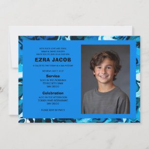 Blue Marble Custom FOTO Bar Bat Mitzvah Einladung