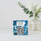 Blue Marble Einzigartiger QR CODE Moderne Notare P Quadratische Visitenkarte (Stehend Vorderseite)