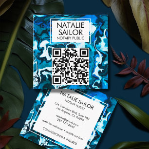 Blue Marble Einzigartiger QR CODE Moderne Notare P Quadratische Visitenkarte