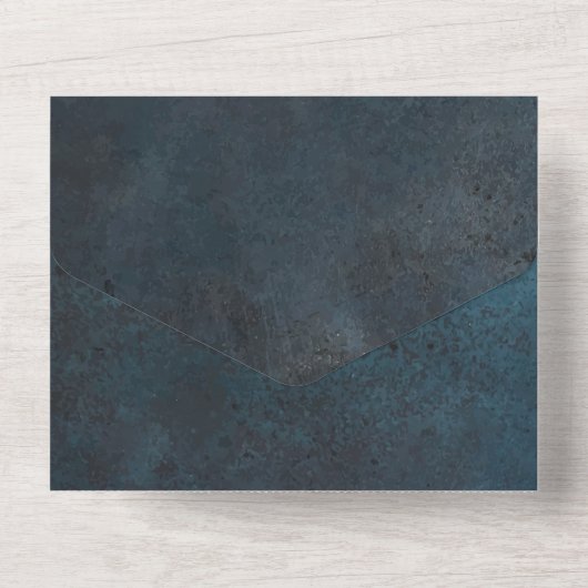 Blue Marble Elegant Wedding All In One Einladung (Rückseite)